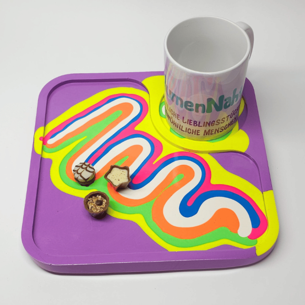 Silikonform Frühstückstablett mit Getränkehalter 24,6 cm x 24,6 cm x 1,65 cm